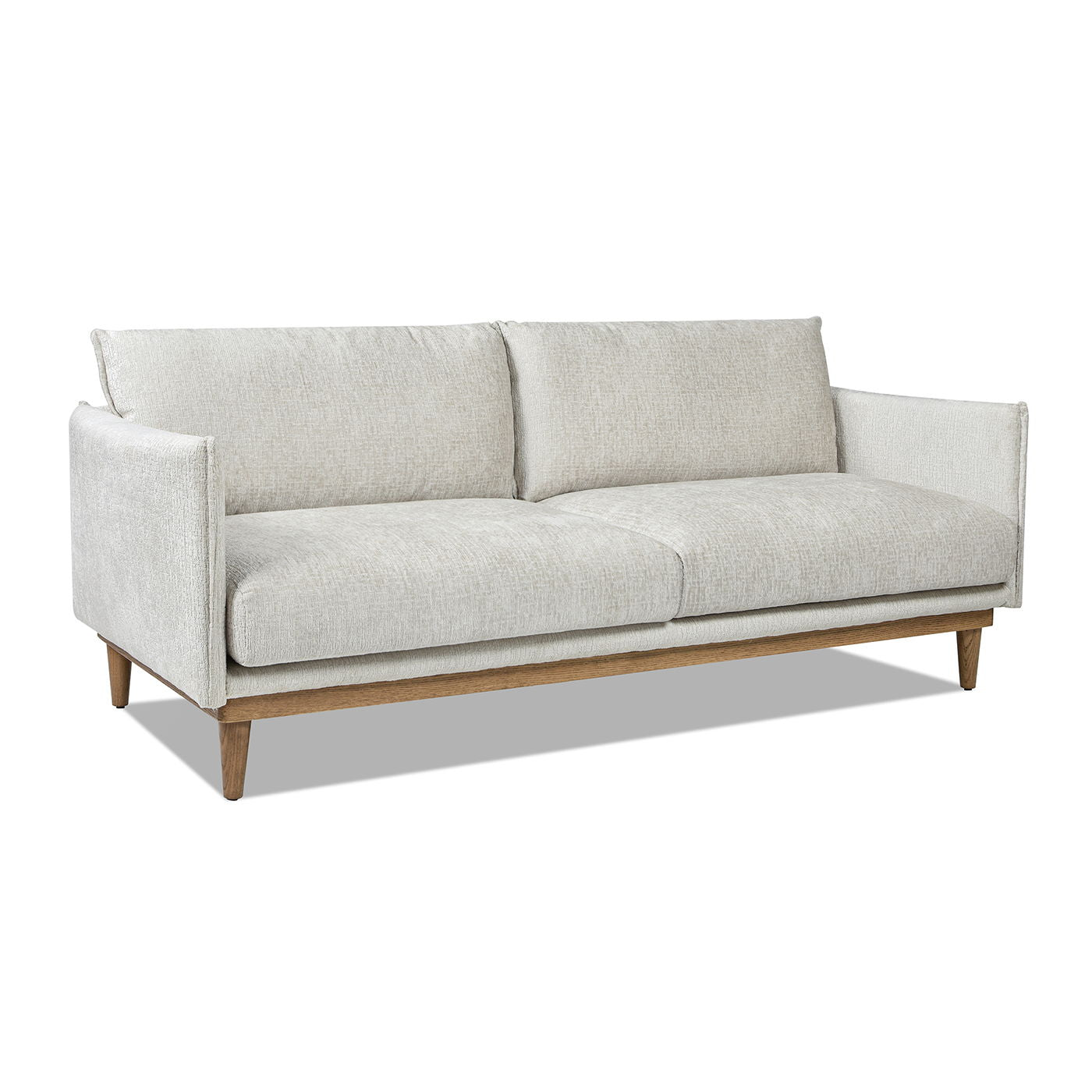 Haven - Flange Arm Oak Sofa - Marled Gray