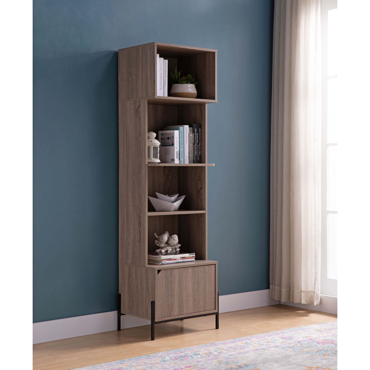 Bakers Rack, Kitchen Display Storage Cabinet - Dark Taupe