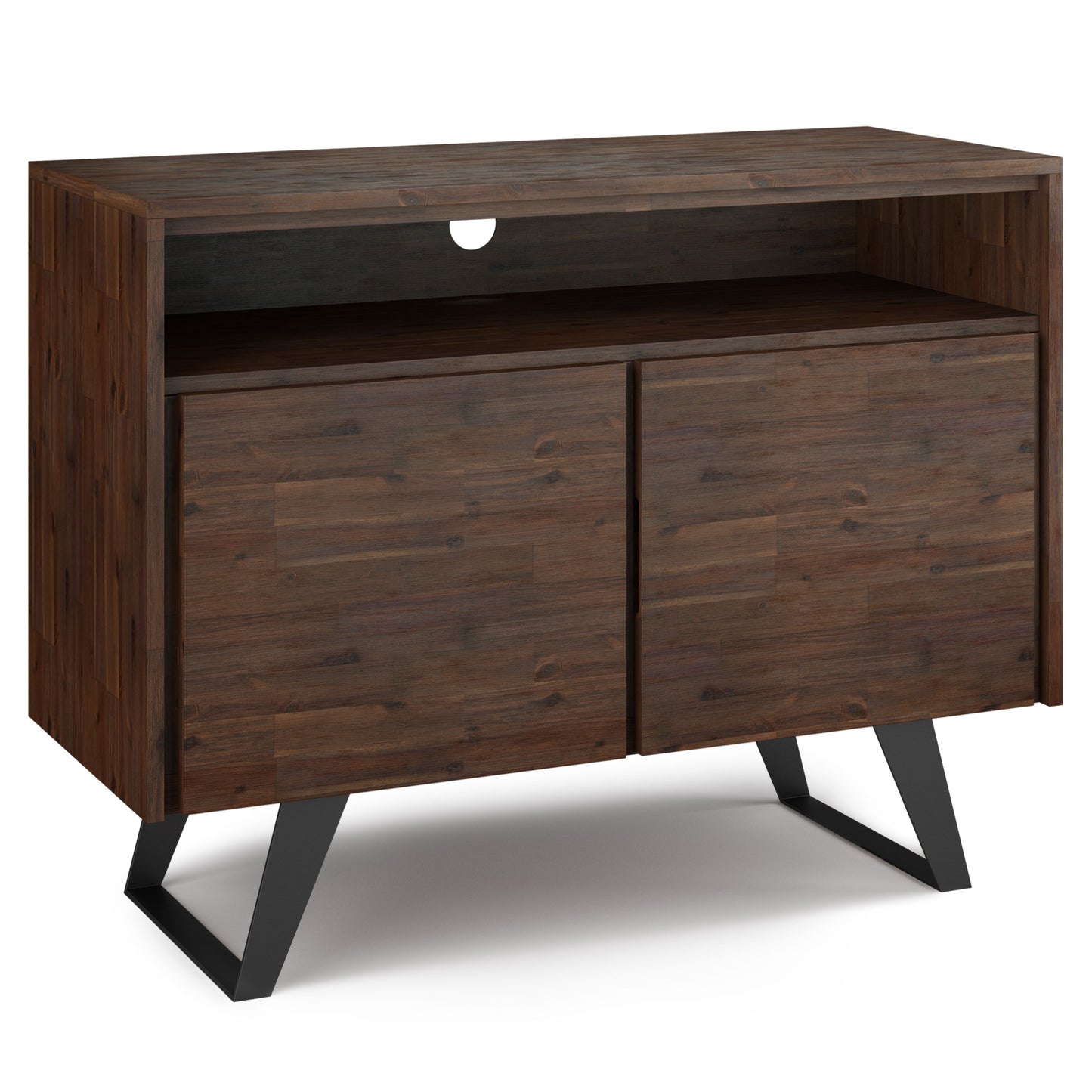 Lowry - Handcrafted TV Media Stand - Distressed Charcoal Brown