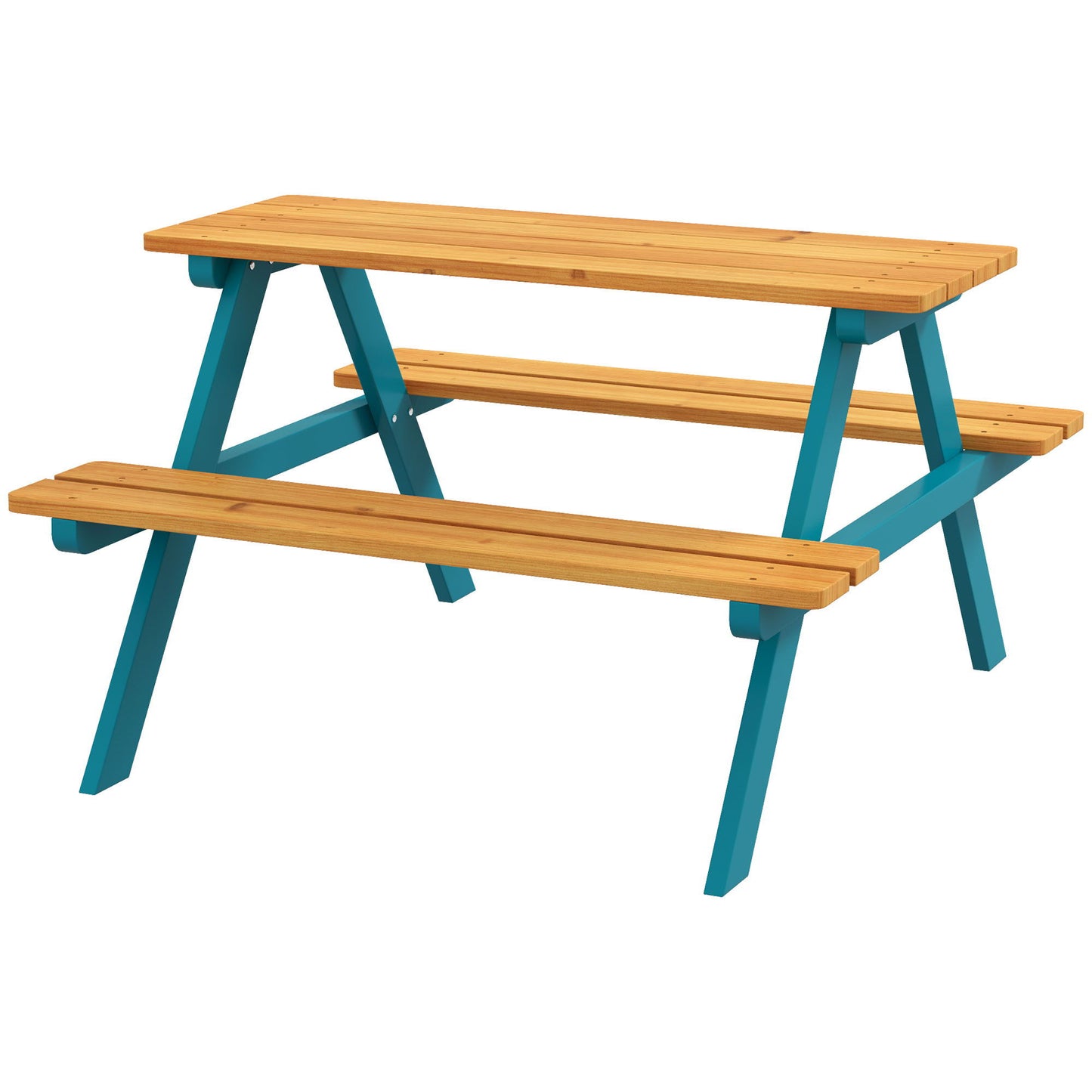 Outsunny - Kids Picnic Table Set With Wooden Table, Outdoor Bench Set With Seating For 4 Kids Ages 3-8 Years Old For Patio Garden, Easy Installation, Outdoor Indoor Use - Natural Wood