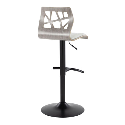 Folia - Contemporary Adjustable Barstool With Swivel With Rounded T Footrest (Set of 2)