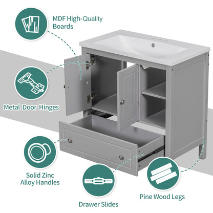 Bathroom Vanity Base Only, Solid Wood Frame, Bathroom Storage Cabinet With Doors And Drawers