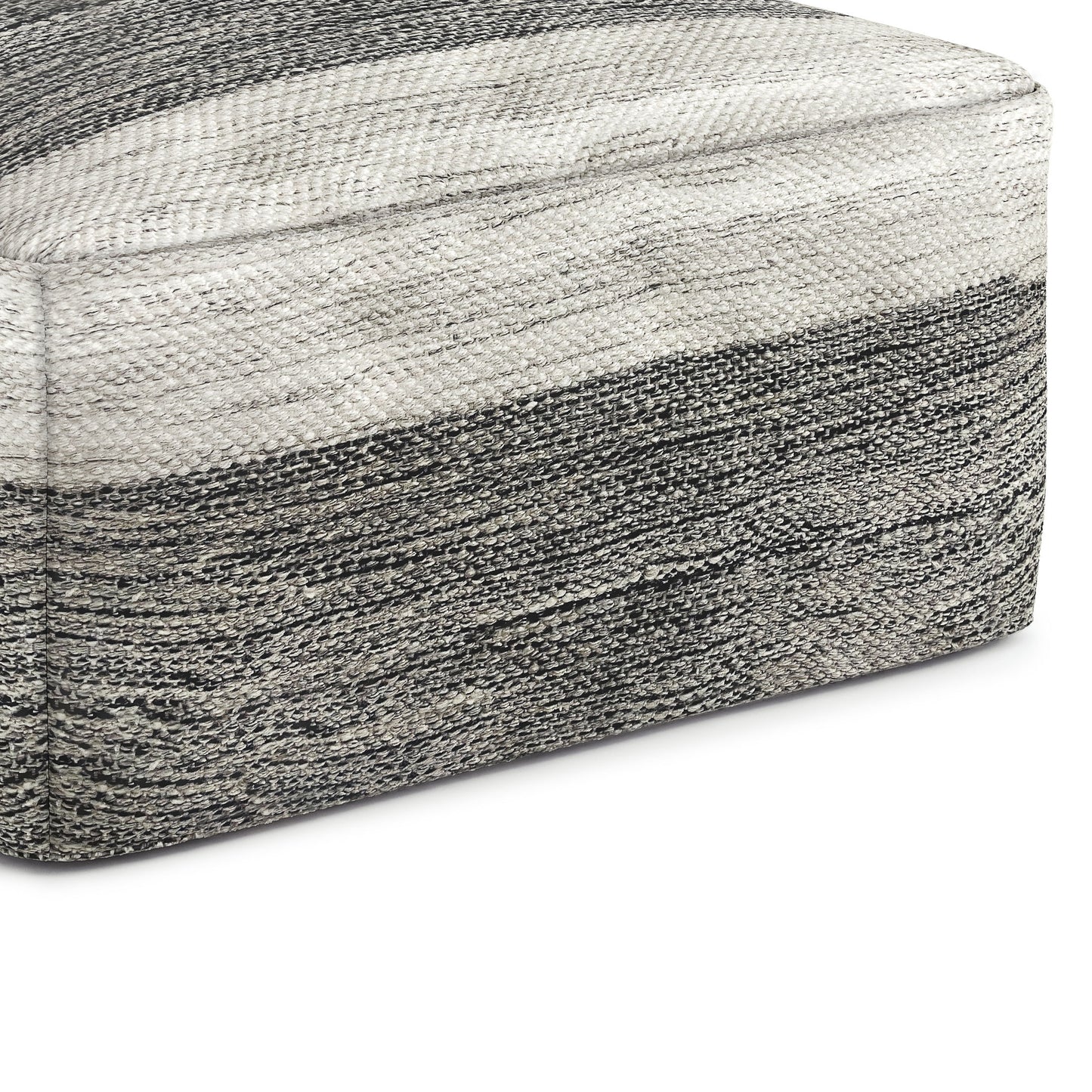 Mathis - Square Woven Outdoor / Indoor Pouf - Gray / White