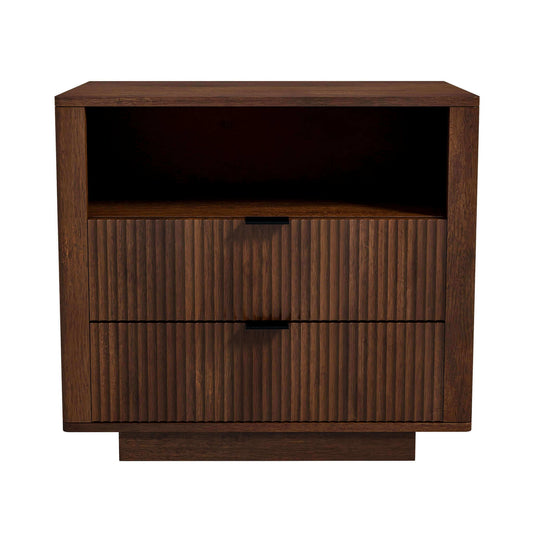 Lola - Mid-Century Modern Nightstand 2 Drawer Bed Side Table - Dark Brown