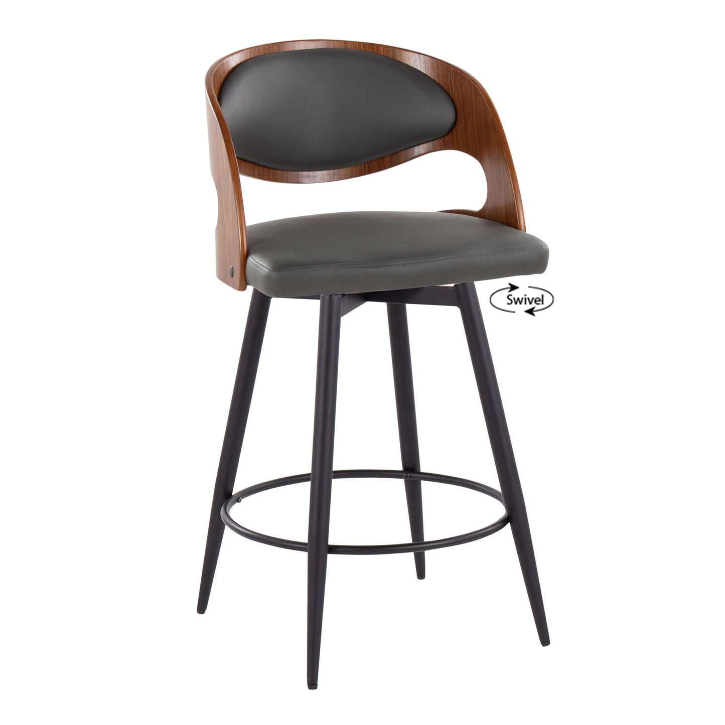 Pino - Mid Century Modern Fixed Height Counter Stool With Swivel With Round Footrest (Set of 2)