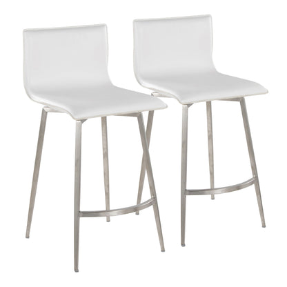 Mara - Upholstered Contemporary Fixed Height Counter Stool With Swivel (Set of 2) - White