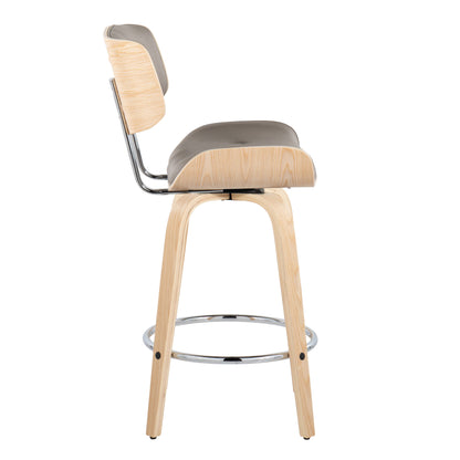 Lombardi - Mid Century Modern Fixed Height Counter Stool With Swivel With Round Footrest (Set of 2)