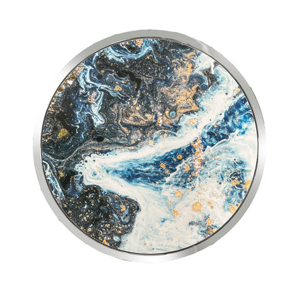 Lyda - Marble Print End Table - Blue