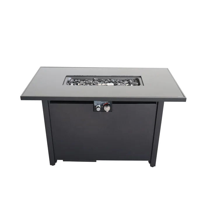 Outdoor Fire Pit Table With Lid Modern Design - Black