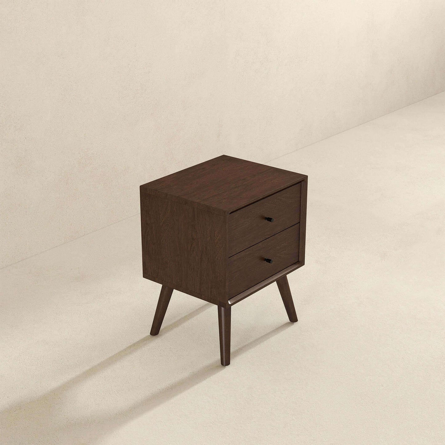 Caroline - Mid-Century Modern Style White Night Stand 2 Drawer