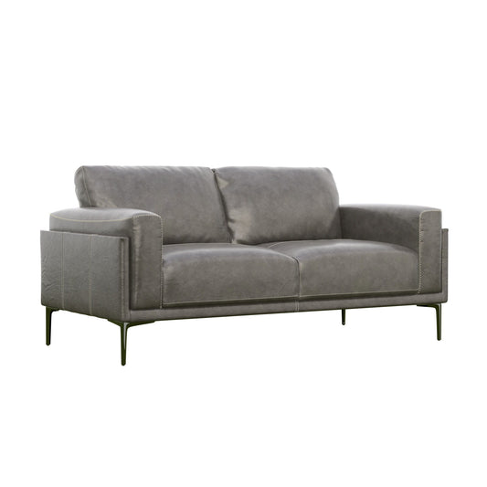 Onyx - Leather Loveseat - Gray