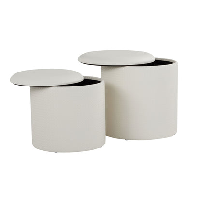 Maverick - Contemporary Nesting Ottoman Set With - Cream