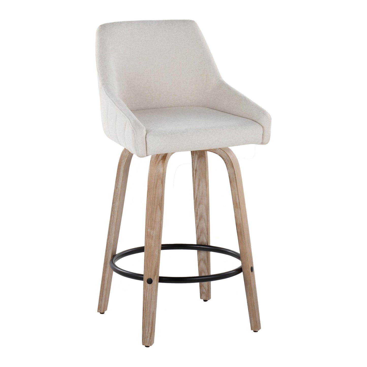 Hannah - Transitional Fixed Height Counter Stool With Swivel With Round Footrest (Set of 2)