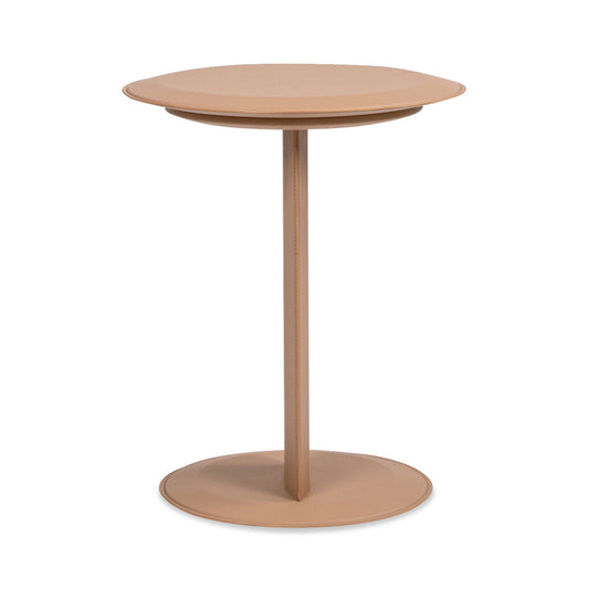 Mode - Leatherette Round C-Shaped Sofa Side Table - Saddle Brown