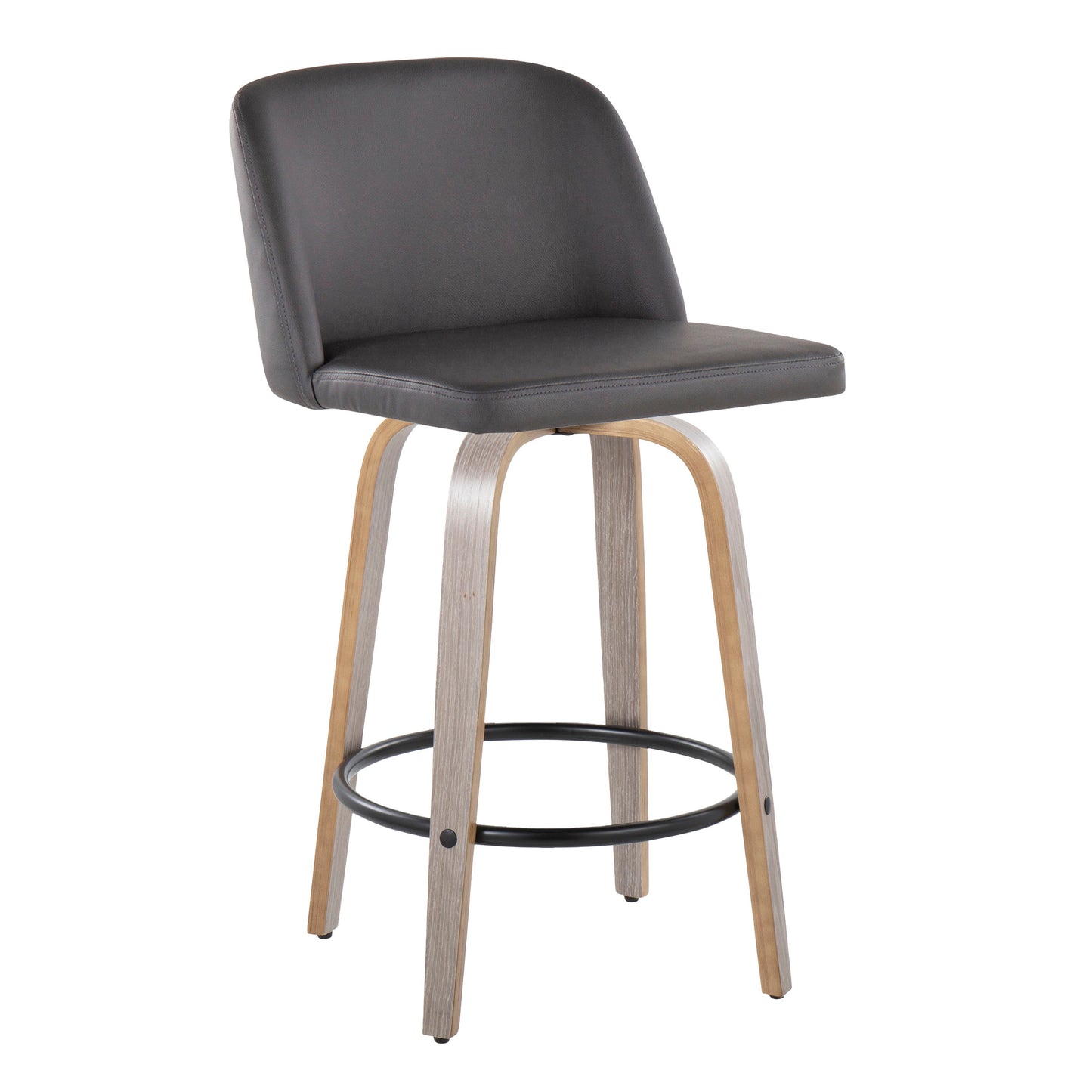 Toriano - Contemporary Fixed Height Counter Stool With Swivel & Round Footrest (Set of 2)