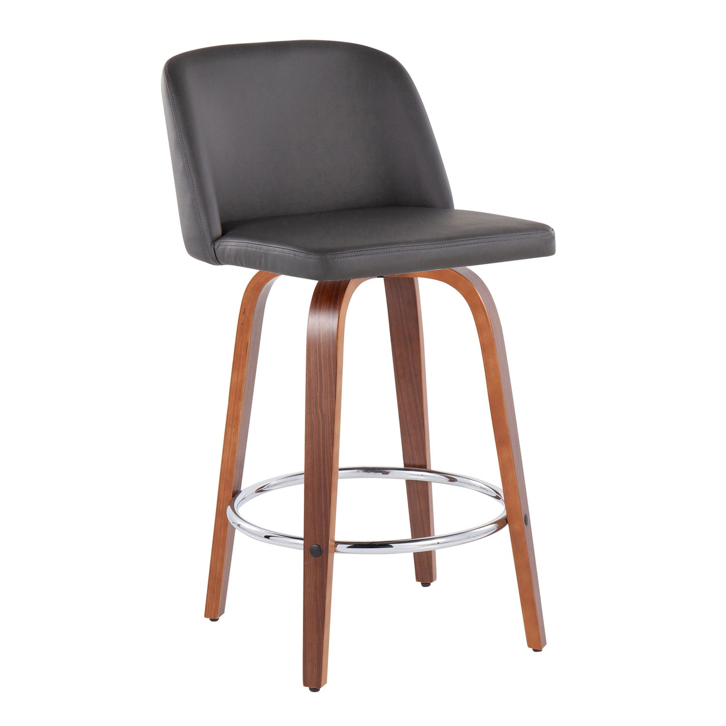 Toriano - Mid-Century Modern Fixed Height Counter Stool With Round Footrest (Set of 2)