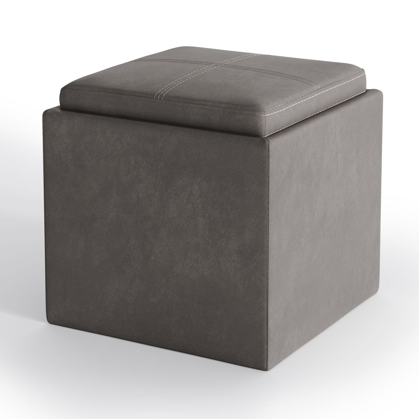 Rockwood - Upholstered Cube Storage Ottoman With Tray