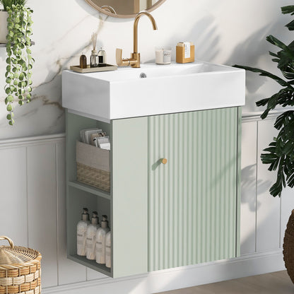 Modern Floating Bathroom Vanity With Ceramic Basin Perfect For Small Bathrooms