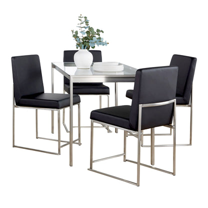 Fuji - High Back Contemporary Dining Set, Glass 5 Piece