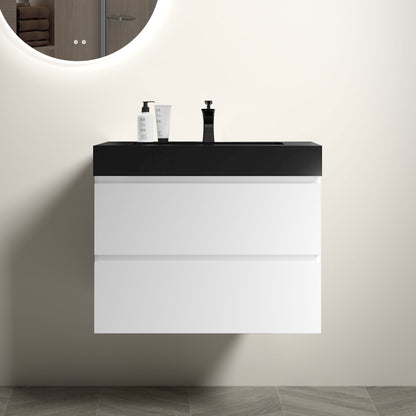 Alice - Bathroom Vanity With Large Storage, Sink Wall Mounted Floating Bathroom Vanity For Modern Bathroom, One-Piece Sink Basin Without Drain And Faucet