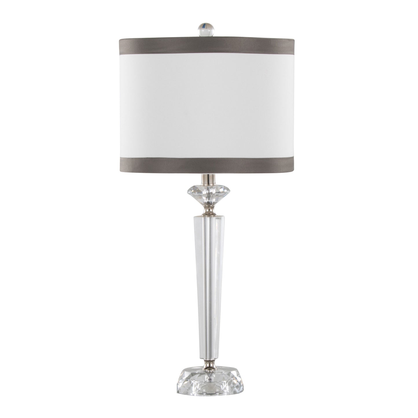 Diamond - Torch Crystal Contemporary Table Lamp (Set of 2) - Clear / Off White / Dark Gray / Polished Nickel