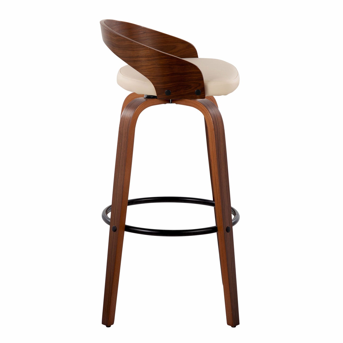 Grotto - Mid Century Modern Fixed Height Barstool & Swivel With Round Footrest (Set of 2)