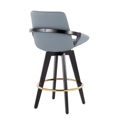 Cosmo - Contemporary Fixed Height Counter Stool With Swivel With Round Footrest (Set of 2)