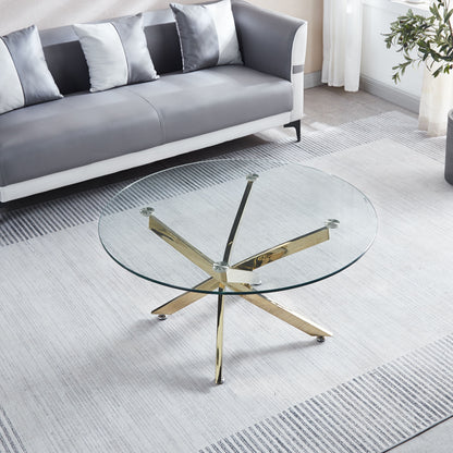 Modern Round Tempered Glass Coffee Table With Chrome Legs