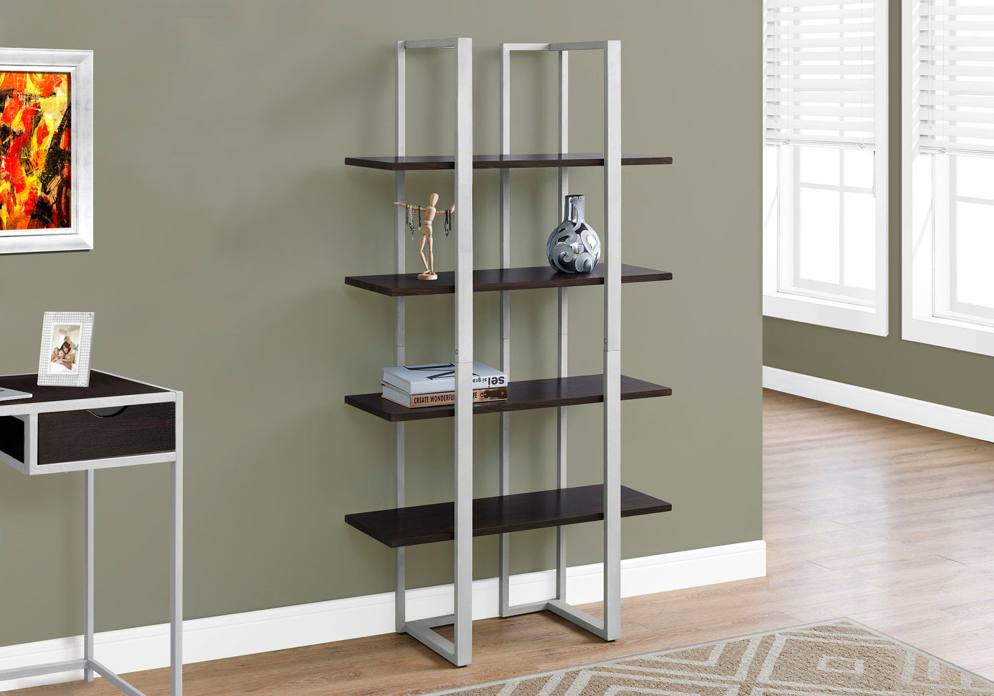 Bookshelf, Bookcase, Etagere, 4 Tier, Office, Contemporary & Modern