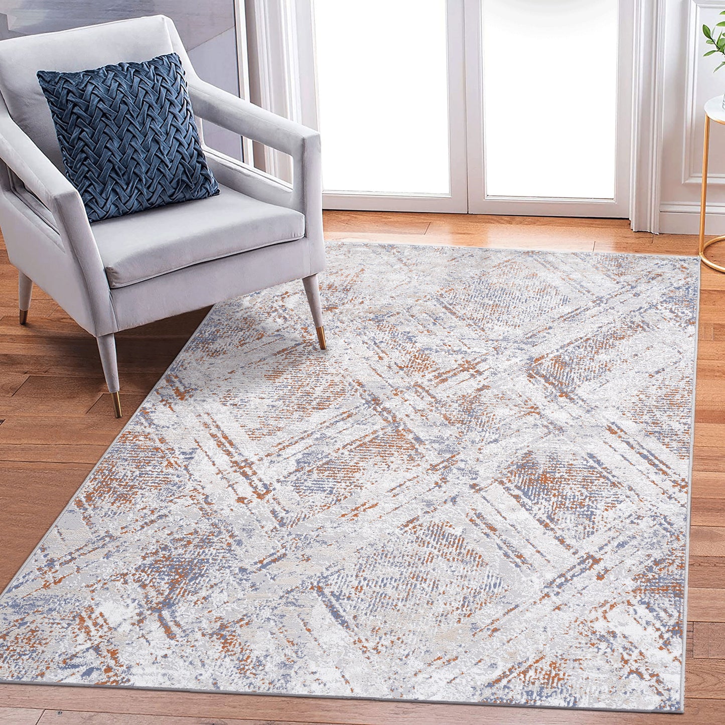 6' x 9' Geometric Non-Shedding Stylish And Stain Resistant Area Rug - Beige