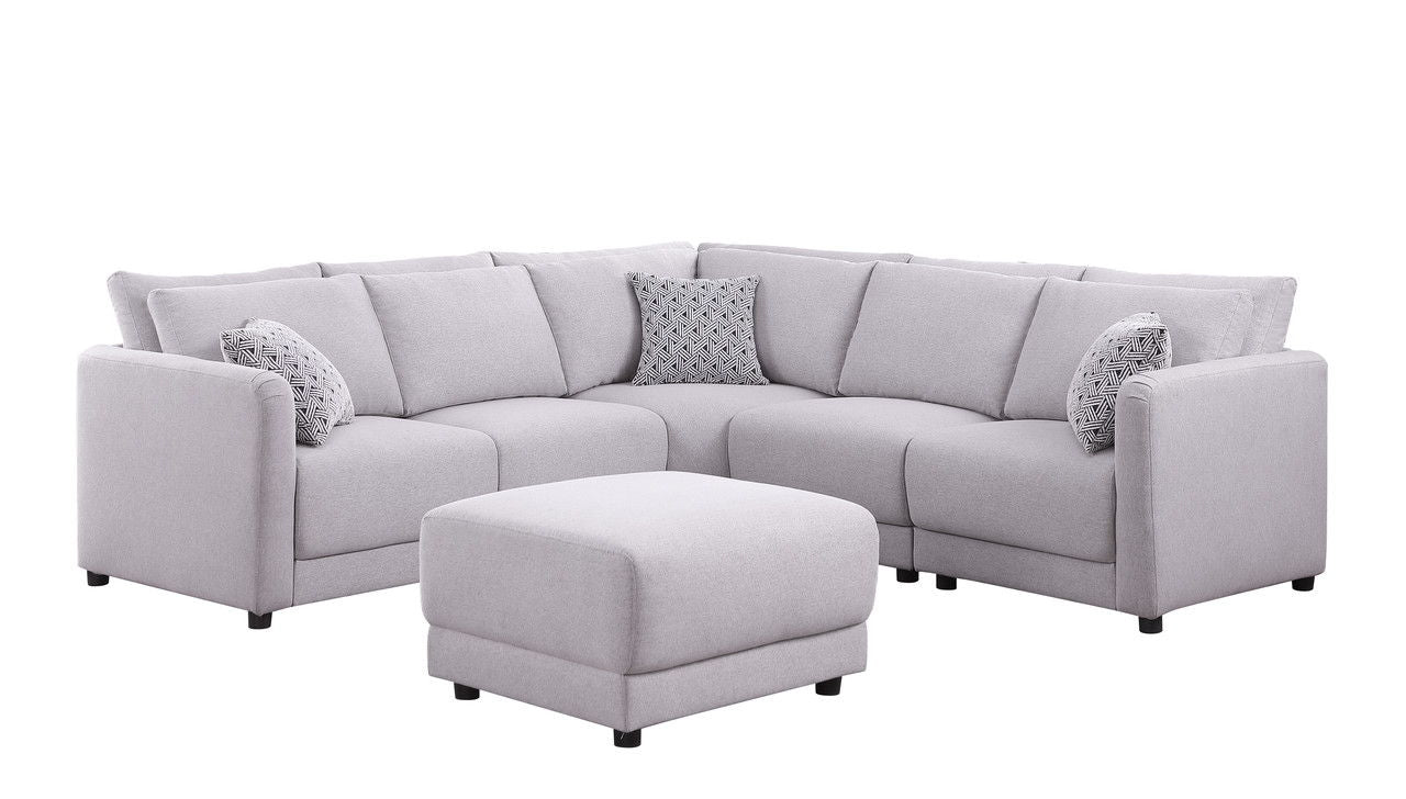 Penelope - Fabric Reversible Modular Sectional Sofa With Ottoman And Pillows