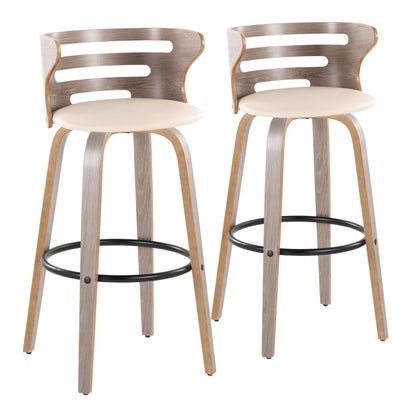 Cosini - Mid Century Modern Fixed Height, Barstool & Swivel And Round Footrest (Set of 2)