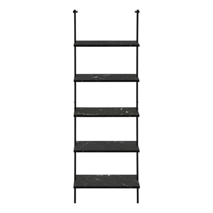 Bookshelf, Bookcase, Etagere, Ladder, 5 Tier, For Office, Marble Look Contemporary & Modern