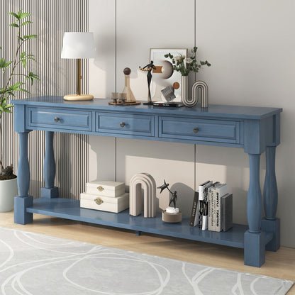 Console Table Long Console Table With Drawers And Shelf For Entryway, Hallway, Living Room