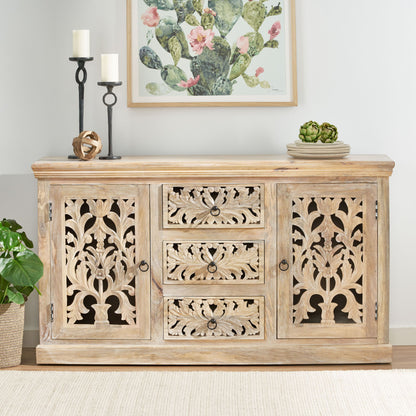 3 Drawer Sideboard Handcrafted - Antique White