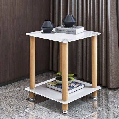 Side Table, 2 Tier Space End Table, Modern Night Stand, Sofa Table, Side Table With Storage Shelve