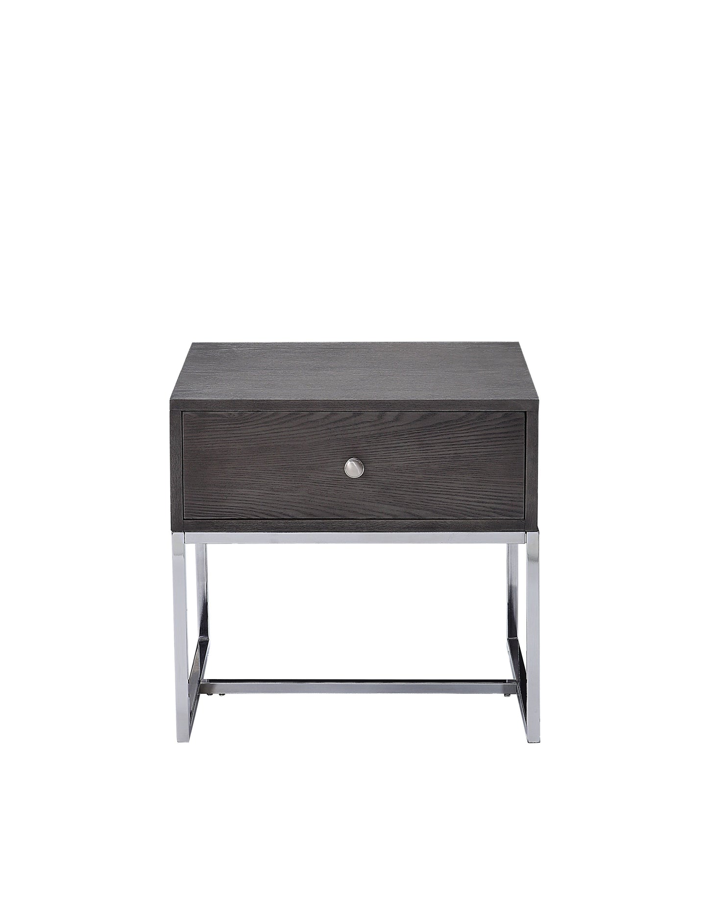 Iban - End Table - Gray Oak / Chrome