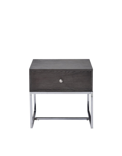 Iban - End Table - Gray Oak / Chrome