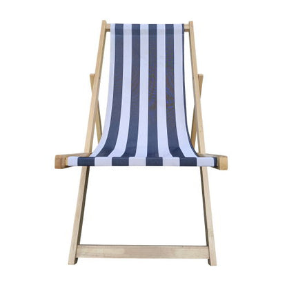 Sling Folding Chaise Lounge Chair - Stripe Blue