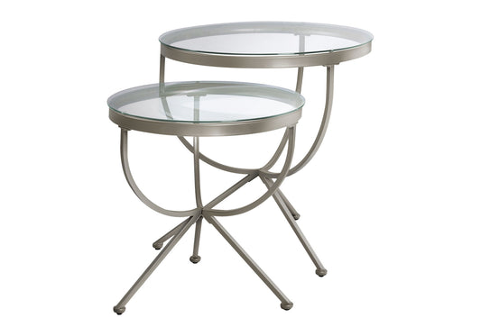 Accent Nesting Table Clear Tempered Glass For Living Room (Set of 2) - Silver