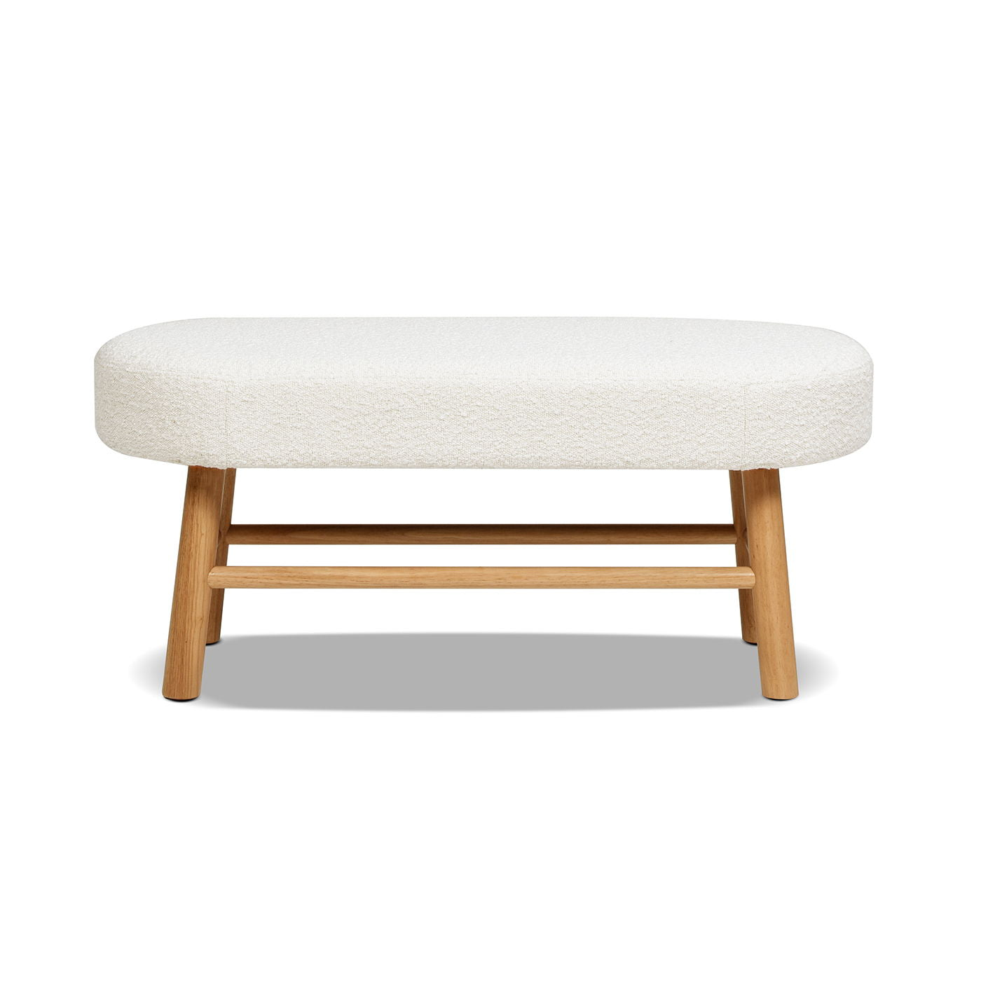 Fuji - Upholstered Bedroom Accent Bench With Natural Legs - Ivory White