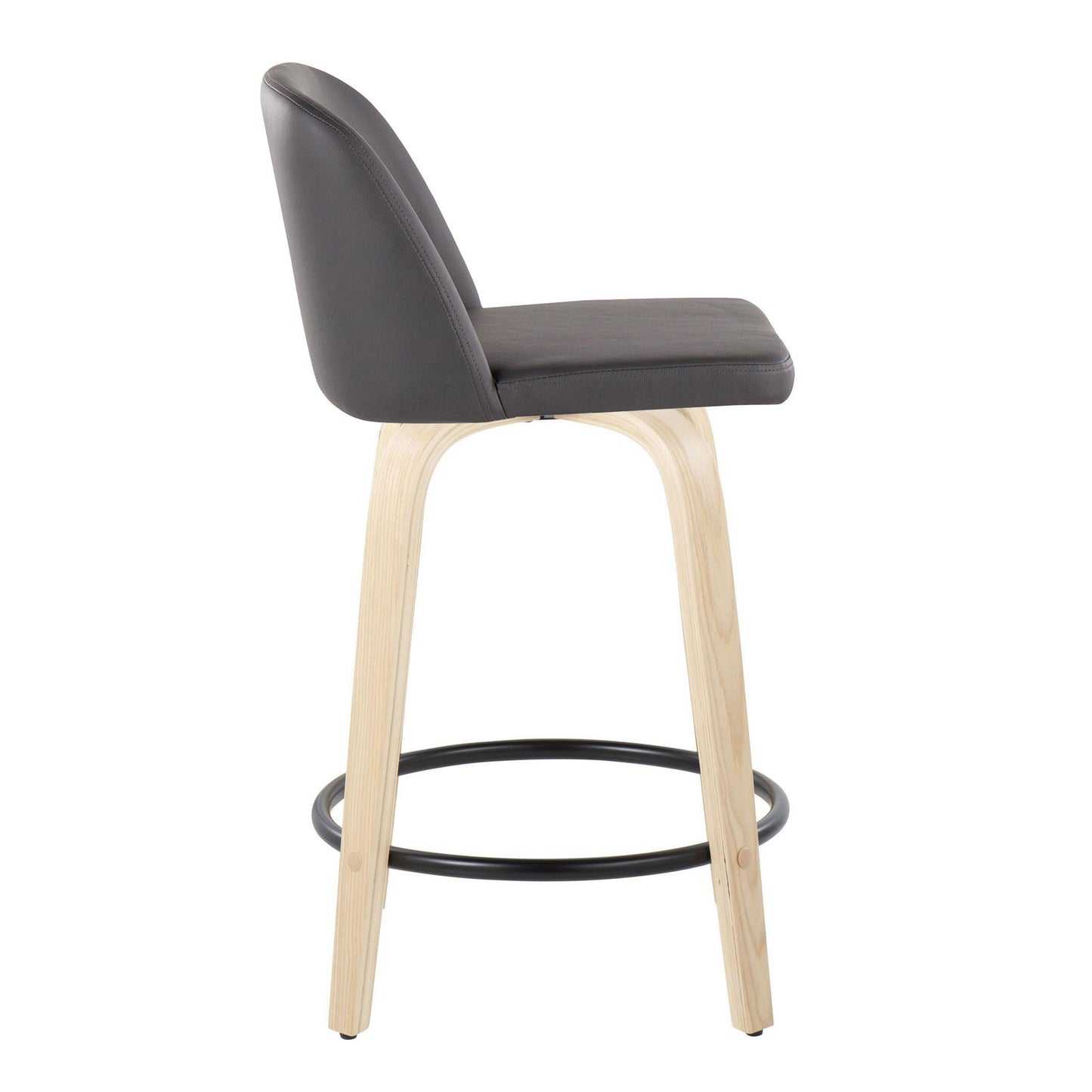 Toriano - Contemporary, Fixed Height Counter Stool With Swivel And Round Footrest (Set of 2)