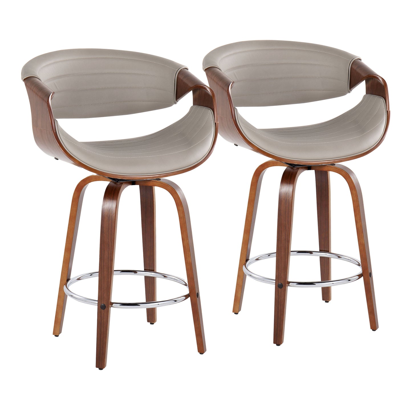 Symphony - Mid Century Modern Fixed Height Counter Stool & Swivel With Round Footrest (Set of 2)