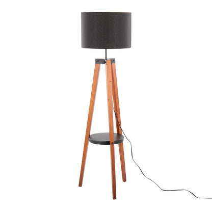 Compass - Mid Century Modern Floor Lamp With Shelf