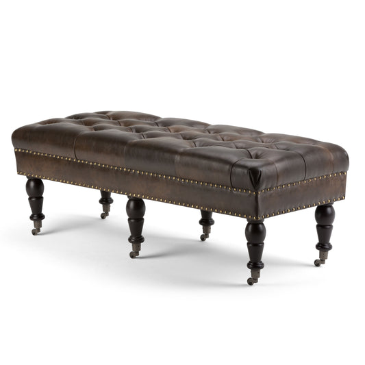 Henley - Tufted Ottoman Bench - Distressed Brown