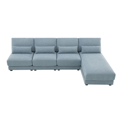 Oversized Deep Seat Sectional Sofa With Reversible Chaise, Loop Yarn Fabric 5-Seat Armless Indoor Furniture, Convertible L-Shaped Couch For Living Room, Apartment