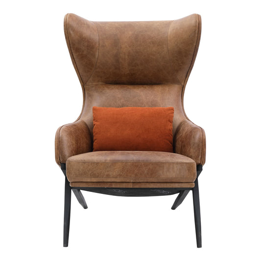 Amos - Leather Accent Chair - Brown