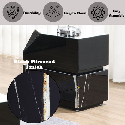 Drisana - Mirrored End Table - Black