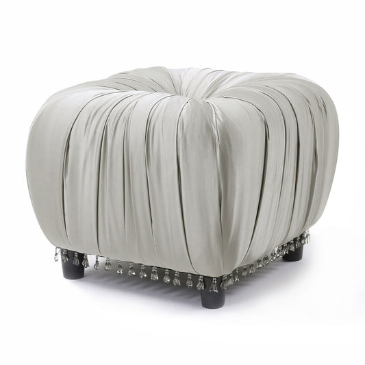 Gracie - Pleated Decorative Ottoman - Flint Gray