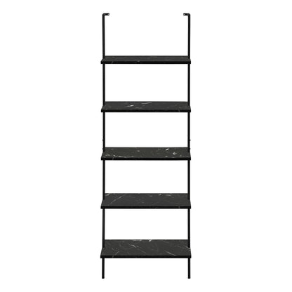 Bookshelf, Bookcase, Etagere, Ladder, 5 Tier, For Office, Marble Look Contemporary & Modern